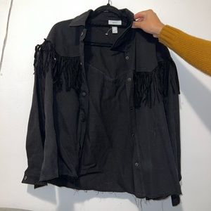 NWT Forever 21 Fringe Denim Shacket